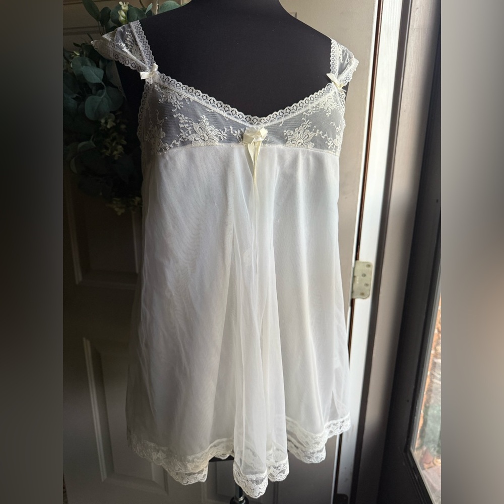 Vintage Vandemere layered sheer lace night gown slip dress, size small